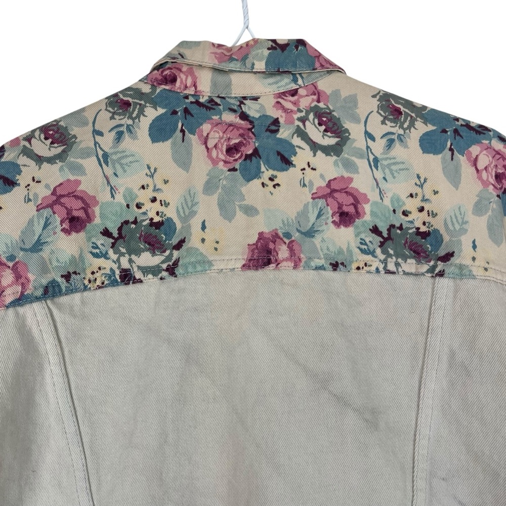 Vintage Action West Floral Denim Jacket Medium – Cropped Western Shirt Jacket - Picture 5 of 8
